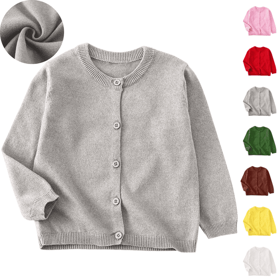 Gamivast Cardigan for Kids Crewneck Long Sleeve School Uniform Style Regular Fit Solid Button Down Design Soft Knit Pullover Sweater Everyday Wear