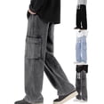 thumbnail image 1 of Gamivast Cargo Jeans for Men Baggy Straight Wide Leg Pants with Multiple Pockets Casual Y2K Drawstring Jean Plus Size Work Elastic Waist Active Pants, 1 of 6
