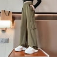 thumbnail image 1 of Gamivast Cargo Pants for Girls Size 5-15 Loose Fitted Straight Leg Flared Pants with Multiple Pockets for Kids Teen Outdoor Elastic Waist Pull on Sweatpants Girls' Sports & Recreation Pants, 1 of 6