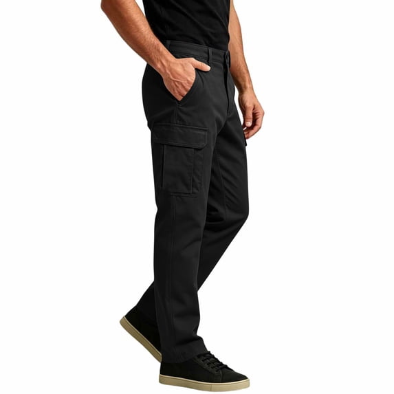 Gamivast Cargo Pants for Men with Multiple Pockets Button Zipper Closure Regular Fit Straight Leg Utility Work Pants Casual Pants Black L
