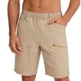 thumbnail image 1 of Gamivast Cargo Shorts for Men Hiking Quick Dry Outdoor Utility Shorts with Zipper Pocket Elastic Waist Belt Loops Lightweight Fishing Travel Tactical Work Shorts Beige L, 1 of 6