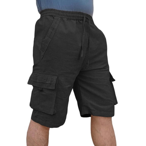 Gamivast Cargo Shorts for Men with Pockets Mid Rise Lightweight Elastic Waist Cargo Shorts Drawstring Relaxed Fit Knee Length Utility Hiking Shorts Work Outdoor Casual Summer Wear Black XXL