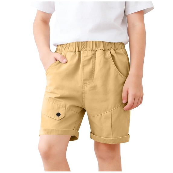 Gamivast Cargo Shorts for Boys Elastic Waist Relaxed Fit Pants with Deep Pockets Hiking Pull on Pants for Travel Weekend Play and Camp Apparel
