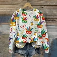 thumbnail image 1 of Gamivast Carnival Theme Shirts for Women Funny Mask Graphic Long Sleeve Drop Shoulder Sweatshirts Trendy Round Neck Party T-Shirt Mardi Gras Day Outfits, 1 of 6