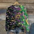 thumbnail image 1 of Gamivast Carnival Tops for Women Plus Size Long Sleeve Trendy Mask Graphic Blouses Funny Crewneck Drop Shoulder Tunic Sweatshirts Holiday Mardi Gras Shirt, 1 of 6