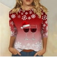 thumbnail image 1 of Gamivast Christmas Blouses for Women Plus Size Three Quarter Sleeve Tops 2025 Fall Crew Neck Xmas Snow Tunic Blouses Holiday Dressy Casual Business Shirts Winter Fashion Vacation Outfits, 1 of 6