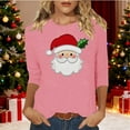 thumbnail image 1 of Gamivast Christmas Clothes for Women Holiday 3/4 Length Sleeve Merry Christmas Shirt Santa Graphic Trendy Tee Tops Xmas Party Crew Neck Winter Fashion Pullover 3XL, 1 of 5