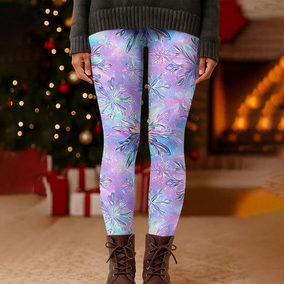 Gamivast Christmas Leggings for Women Plus Size Printed Tummy Control Workout Yoga Pants Full Length Lounge Pajamas Pants Xmas Costumes Tights Party Holiday Leggings