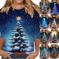 thumbnail image 1 of Gamivast Christmas Outfits for Women Plus Size Trees Snowflake Printed 3/4 Sleeve T-Shirt Winter Fashion Cute Graphic Crew Neck Casual Tunics Tops Xmas Holiday Outfits, 1 of 8