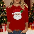 thumbnail image 1 of Gamivast Christmas Shirt for Women Plus Size Holiday 3/4 Length Sleeve Merry Christmas Shirt Santa Graphic Trendy Tee Tops Xmas Party Crew Neck Winter Fashion Pullover 3XL, 1 of 5