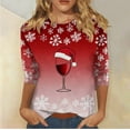 thumbnail image 1 of Gamivast Christmas Shirts for Women Plus Size Three Quarter Sleeve Tops 2025 Fall Crew Neck Xmas Snow Tunic Blouses Holiday Dressy Casual Business Shirts Winter Fashion Vacation Outfits, 1 of 6