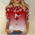 thumbnail image 1 of Gamivast Christmas Shirts for Women Plus Size Three Quarter Sleeve Tops 2025 Fall Crew Neck Xmas Snow Tunic Blouses Holiday Dressy Casual Business Shirts Winter Fashion Vacation Outfits, 1 of 6