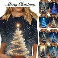 thumbnail image 1 of Gamivast Christmas Womens Shirts Plus Size Trees Snowflake Printed 3/4 Sleeve T-Shirt Winter Fashion Cute Graphic Crew Neck Casual Tunics Tops Xmas Holiday Outfits, 1 of 8