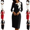 thumbnail image 1 of Gamivast Classy Dresses for Women Long Sleeve Round Neck Bow Knot Work Dress Fitted Pencil Formal Dress Midi Business Casual Office Church Meeting, 1 of 2