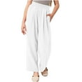 thumbnail image 1 of Gamivast Clothes Under $5.00 Girls Summer Wide Leg Pants Solid Color High Waisted Pants with Pockets Summer Flowy Vacation Casual Beach Pants of the Day Online Only, 1 of 5