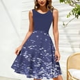 thumbnail image 1 of Gamivast Cocktail Dress for Women Sleeveless Midi Dress Round Neck A Line Dress Blue Floral Print Elegant Classy Party Evening Wedding Guest, 1 of 7