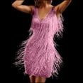 thumbnail image 1 of Gamivast Cocktail Dresses for Women Sleeveless V-Neck Mini Dress Slim Fit Fringe Dress Sparkly Sequin Tassel Elegant Party Evening Night Club, 1 of 8