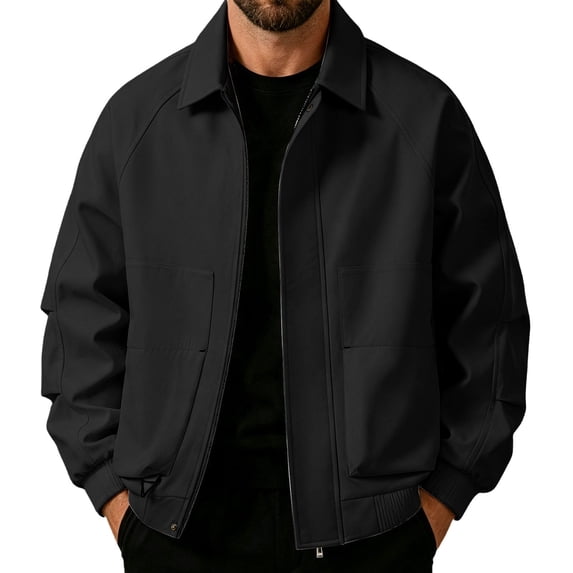 Gamivast Collared Jacket for Men Zip Up Lightweight Windbreaker Coats with Pockets Fall Fashion Streetwear Coat Relaxed Fit Varsity Outerwear Coats