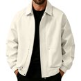 thumbnail image 1 of Gamivast Collared Jacket for Men Zip Up Lightweight Windbreaker Coats with Pockets Fall Fashion Streetwear Coat Relaxed Fit Varsity Outerwear Coats, 1 of 8