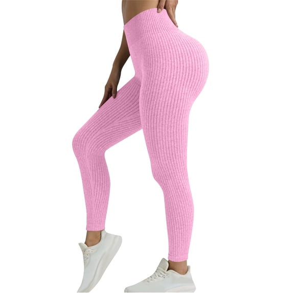 Gamivast Compression Leggings for Women Ribbed Tummy Control High Waisted Pants Workout Stretchy Soft Casual Leggings Trendy Pants