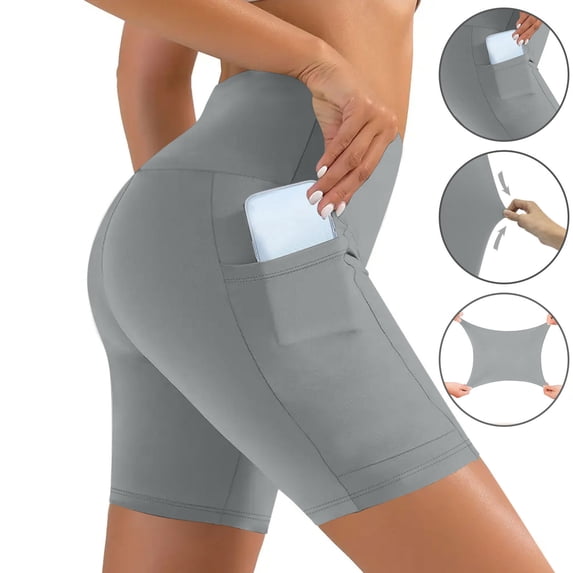 Gamivast Compression Shorts for Women with Pockets Tummy Control Stretchy Pull-On Biker Shorts Athletic Butt Lifting High Waisted Fitted Yoga Shorts Workout Training Gym Running Wear