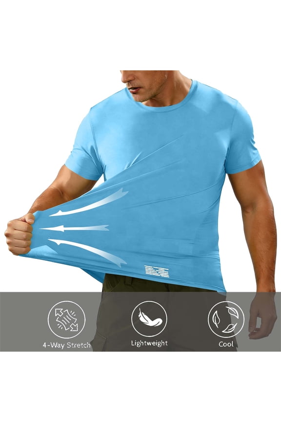 Compression Undershirts for Men Stretchy Quick Dry Workout Shirts Short Sleeve Crew Neck Gym Shirts Tight Fit Breathable Athletic Shirts Running
