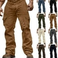 thumbnail image 1 of Gamivast Corduroy Pants Men Loose Straight Leg Cargo Sweatpants with Multiple Pockets Work Business Button Pant Hiking Workout Solid Activewear Sweatpants, 1 of 8