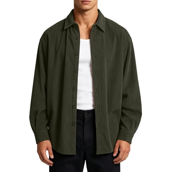 Gamivast Corduroy Shirts for Men Long Sleeve Button Down Casual Shacket Tops Fall Oversized Vintage Jackets