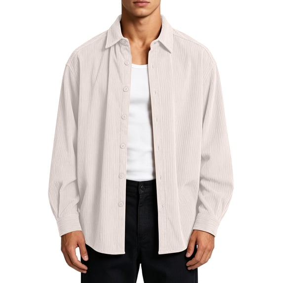 Gamivast Corduroy Shirts for Men Long Sleeve Button Down Casual Shacket Tops Fall Oversized Vintage Jackets
