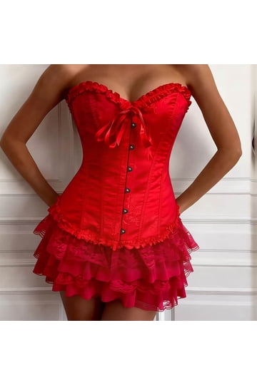 chinese dress ladies Women's Corset Mini Dress Strapless Lace Trim Solid Color Ruffle Hem Boned  Tube Top Short Dress Cocktail Party Dress (A-White, S) at Amazon Women's  Clothing store main image 0