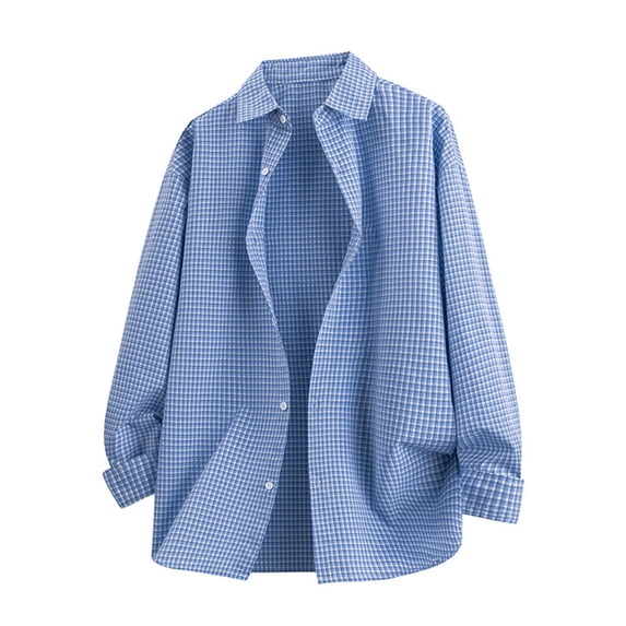 Gamivast Cotton Shirts for Men Oversized Lapel Collar Button up Shirts Casual Long Sleeve Sweatshirts with Chest Pockets Street Fashion Outfits