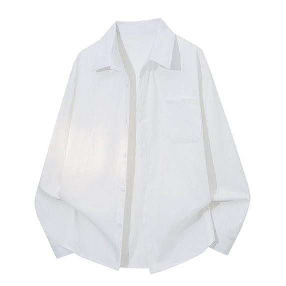 Gamivast Cotton Shirts for Men Oversized Lapel Collar Button up Shirts Casual Long Sleeve Sweatshirts with Chest Pockets Street Fashion Outfits