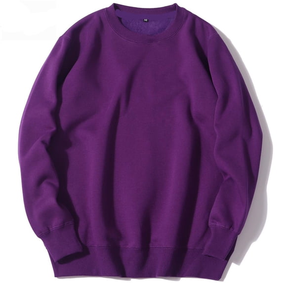 Gamivast Crewneck Sweatshirt for Men Long Sleeve Pullover Basic Fall Comfortable Relaxed Fit Tops Everyday Loungewear Essential Apparel Purple L