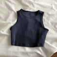 thumbnail image 1 of Gamivast Crop Tank Tops for Women Sleeveless High Neck Ribbed Workout Basic Athletic Camisole Slim Fit Stretchy Y2K Flattering Summer Activewear for Yoga Gym Running Navy XL, 1 of 8
