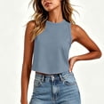 thumbnail image 1 of Gamivast Crop Tops for Women Sleeveless Crew Neck Casual Flowy Muscle Tanks Summer Workout Athletic Shirts Lightweight Loose Fit Comfortable Active Basic Loungewear Sky Blue L, 1 of 7