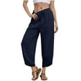 thumbnail image 1 of Gamivast Cropped Pants for Women Wide Leg High Waisted Pants Trendy Drawstring Elastic Waist Sweatpants with Pockets Beach Loose Solid Casual Trousers Fall Fashion Must Haves, 1 of 6
