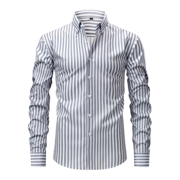 Gamivast Dress Shirts for Men Striped Slim Fit Button up Tshirts Trendy Lapel Collar Long Sleeve Sweatshirt Office Casual Outfits
