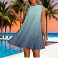 thumbnail image 1 of Gamivast Dresses for Women Sleeveless Crew Neck Loose Fit Shift Mini Dress Solid Color Ruffle Hem Flowy Comfy Casual Beach Vacation Summer Dresses Spring Dresses, 1 of 7