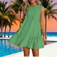 thumbnail image 1 of Gamivast Dresses for Women Sleeveless Crew Neck Loose Fit Shift Mini Dress Striped Pattern Ruffle Hem Flowy Flattering Casual Everyday Summer Dresses Spring Dresses, 1 of 7