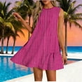thumbnail image 1 of Gamivast Dresses for Women Sleeveless Crew Neck Loose Fit Shift Mini Dress Striped Pattern Ruffle Hem Flowy Flattering Casual Everyday Summer Dresses Spring Dresses, 1 of 7