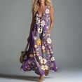 thumbnail image 1 of Gamivast Dresses for Women Sleeveless Maxi Dress V-Neck Button Front Linen Casual Loose Fit Floral Sundress with Pockets Summer Vacation Beach Dress Multicolor XXL, 1 of 7