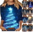 thumbnail image 1 of Gamivast Dressy Christmas Tops for Ladies Plus Size Trees Snowflake Printed 3/4 Sleeve T-Shirt Winter Fashion Cute Graphic Crew Neck Casual Tunics Tops Xmas Holiday Outfits, 1 of 8