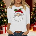 thumbnail image 1 of Gamivast Dressy Christmas Tops for Ladies Three Quarter Sleeve Tops Christmas Santa Crew Neck Shirt Funny Xmas Holiday Graphic Tee Family Holiday T-Shirt Blouse Casual Loose Fitting Pullover, 1 of 5
