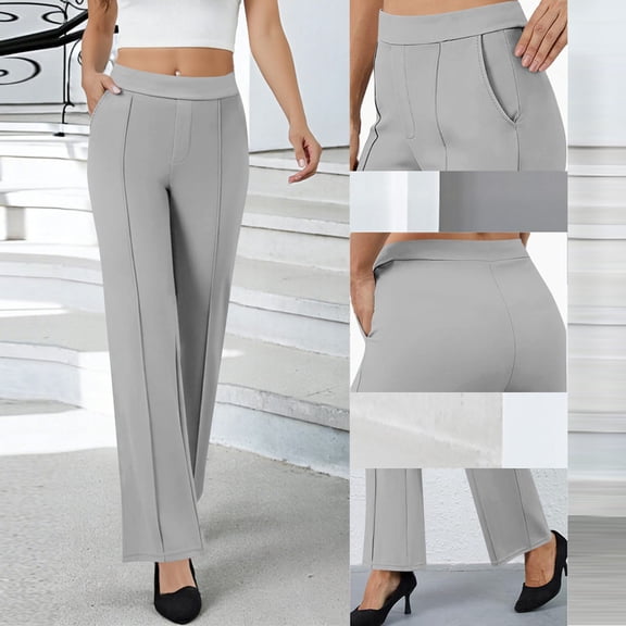 Gamivast Dressy Pants for Women High Waisted formal Wide Leg Pant with Pockets Loose Fitted Pull on Pleated Trousers Business Casual Outfits