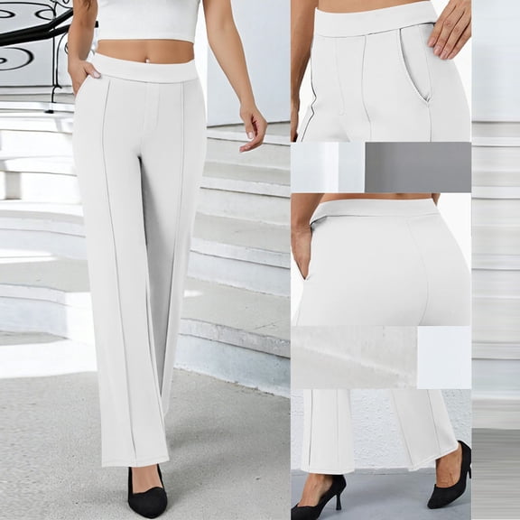 Gamivast Dressy Pants for Women High Waisted formal Wide Leg Pant with Pockets Loose Fitted Pull on Pleated Trousers Business Casual Outfits