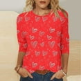 thumbnail image 1 of Gamivast Dressy Tops for Women Women Valentines Day Tops Plus Size Loose Casual Love Heart Print 3/4 Sleeve Trendy Blouse Holiday Crew Neck Tunic Shirts Valentines Blouse, 1 of 5