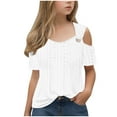 thumbnail image 1 of Gamivast Eyelet Tops for Girls 2025 Summer Trendy Cold Shoulder Eyelet Tops Sexy Hollow Out Short Sleeve T Shirts Loose Casual Vacation Tunic Tees White 5T Camiseta De Para Niños Clearance, 1 of 8
