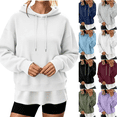 thumbnail image 1 of Gamivast False Two Piece Hoodies for Women Oversized Long Sleeve Sweatshirts Pullover Fall Trendy Hooded Pullover White XXL, 1 of 8