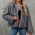 thumbnail image 1 of Gamivast Faux Fur Jacket Women Plus Size Round Collar Long Sleeve Soft Comfortable Coats Open Front Winter Warm Furry Overcoat Clothing for Cold Weather, 1 of 6