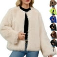 thumbnail image 1 of Gamivast Faux Fur Jackets for Women 2025 Fuzzy Cropped Crew Neck Fleece Coats Casual Loose Long Sleeve Open Front Fuzzy Outerwear Winter Warm Trendy Clothes, 1 of 9